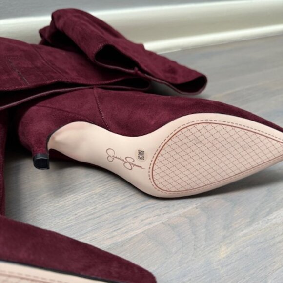 Jessica Simpson Faux Suede Burgundy Boots 8 - Picture 7 of 8